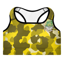 Load image into Gallery viewer, Yellow Camo Padded Sports Bra