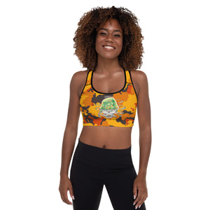 Orange Soulja Slim Smokin skull Padded Sports Bra